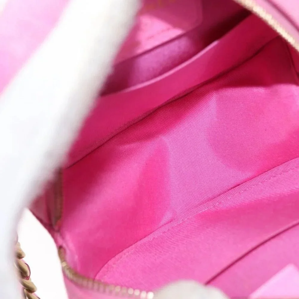 CHANEL Matelasse Chain Shoulder Bag Canvas Pink Gold CC Auth bs32090 - Picture 11 of 16